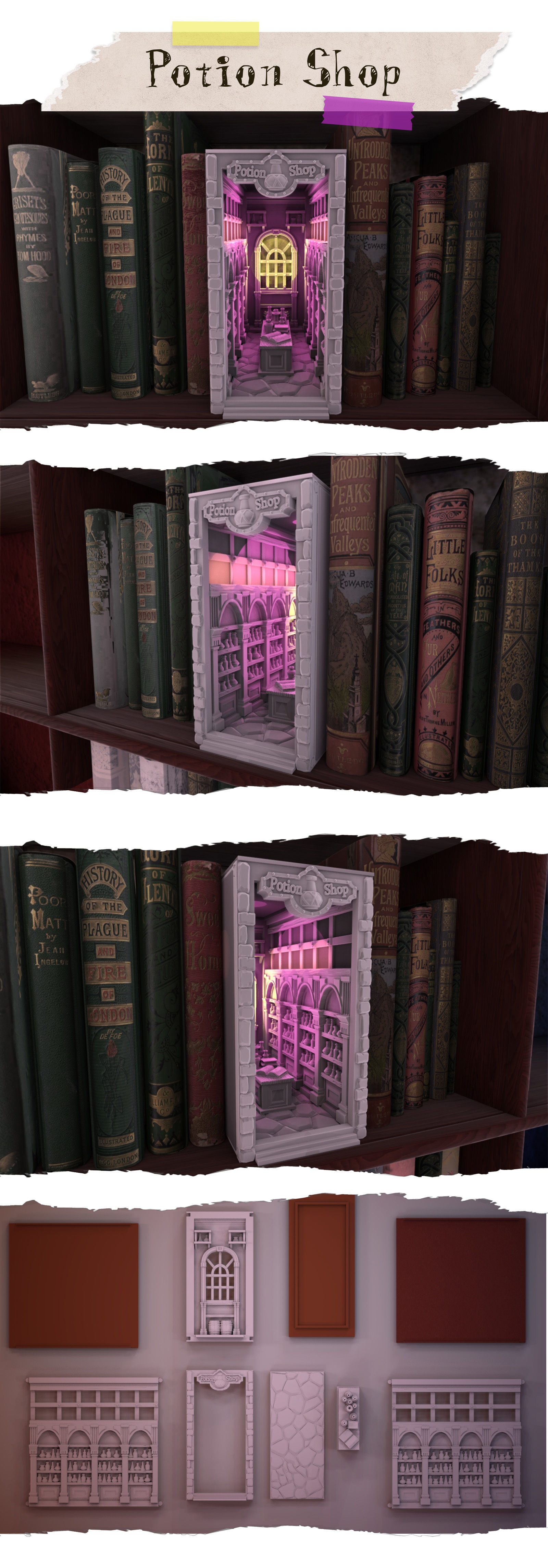 Potion Shop Booknook 3D print model_3