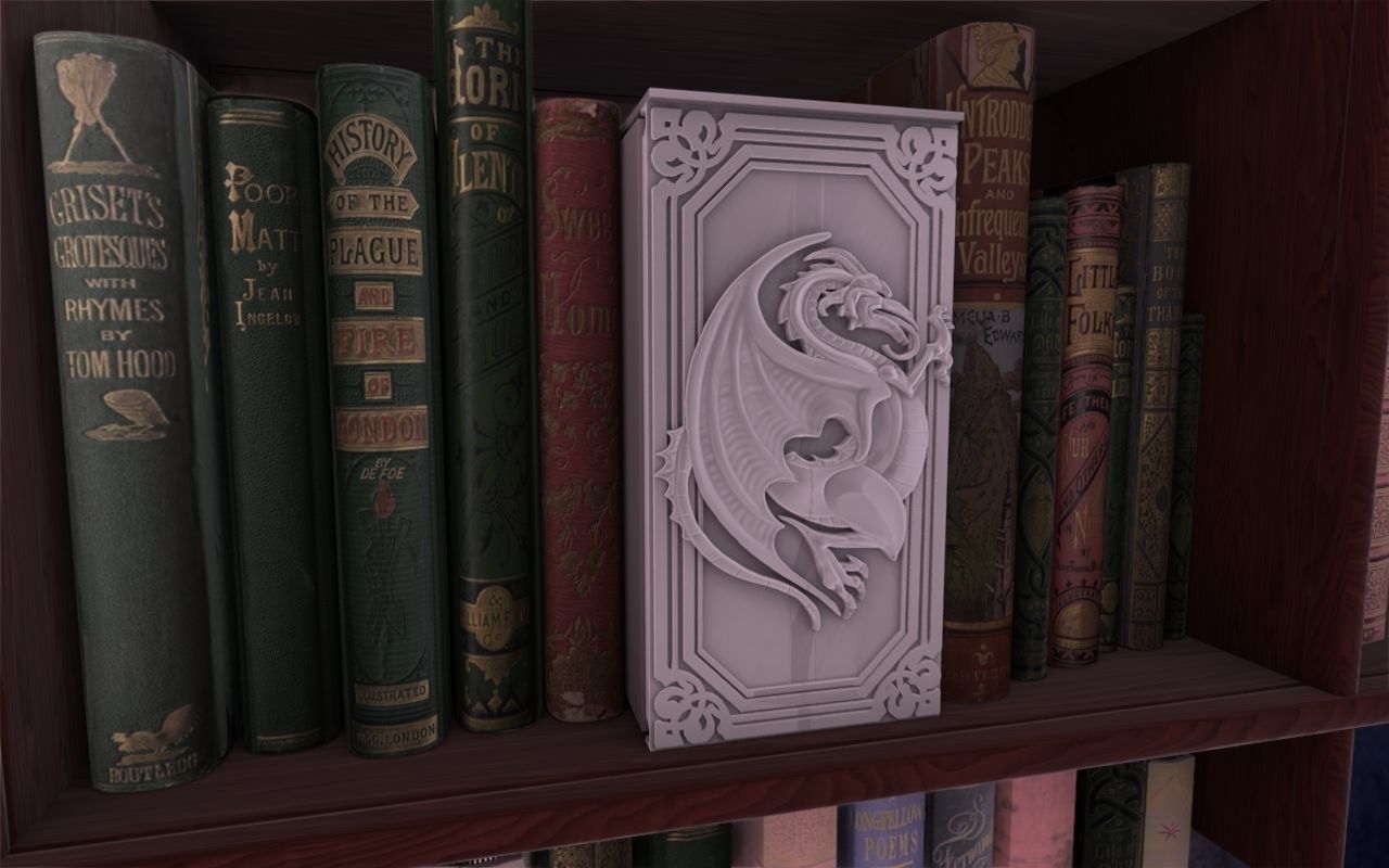 Heraldic Dragon Booknook 3D print model_1