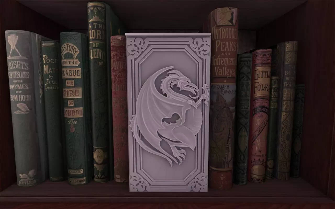 Heraldic Dragon Booknook 3D print model_0