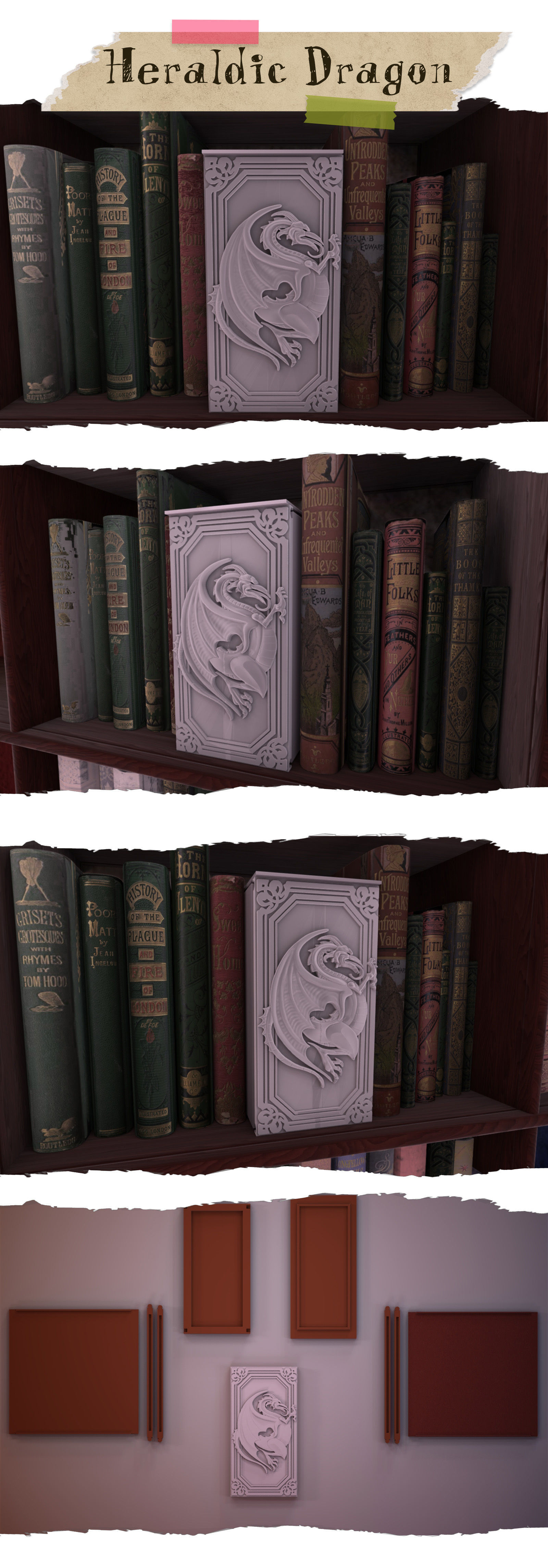 Heraldic Dragon Booknook 3D print model_4