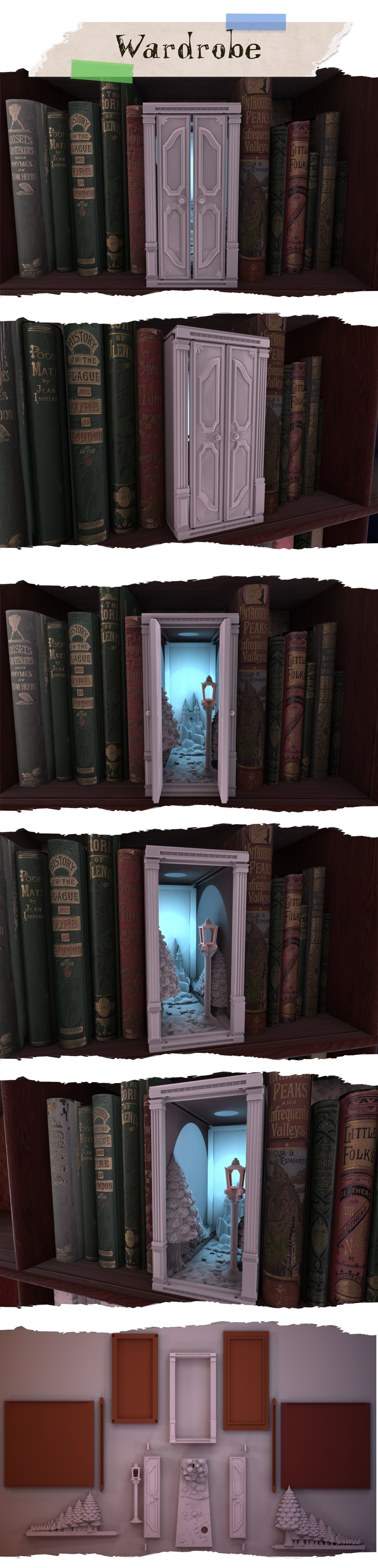 Wardrobe Booknook 3D print model_3
