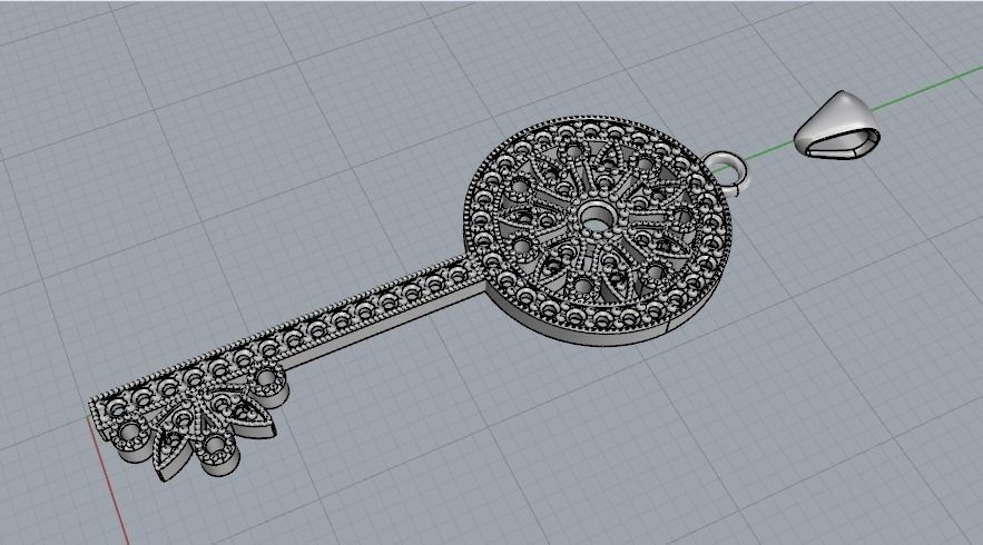 Pendant in the form of a key N012285 3D print model_2