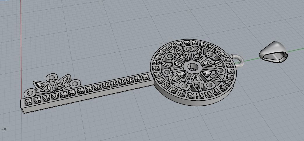 Pendant in the form of a key N012285 3D print model_4