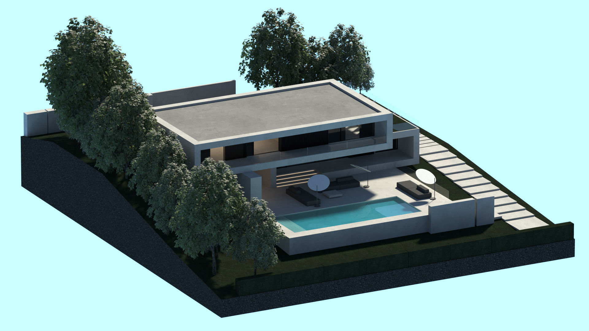 Modern Villa house 3d model 3D model_1
