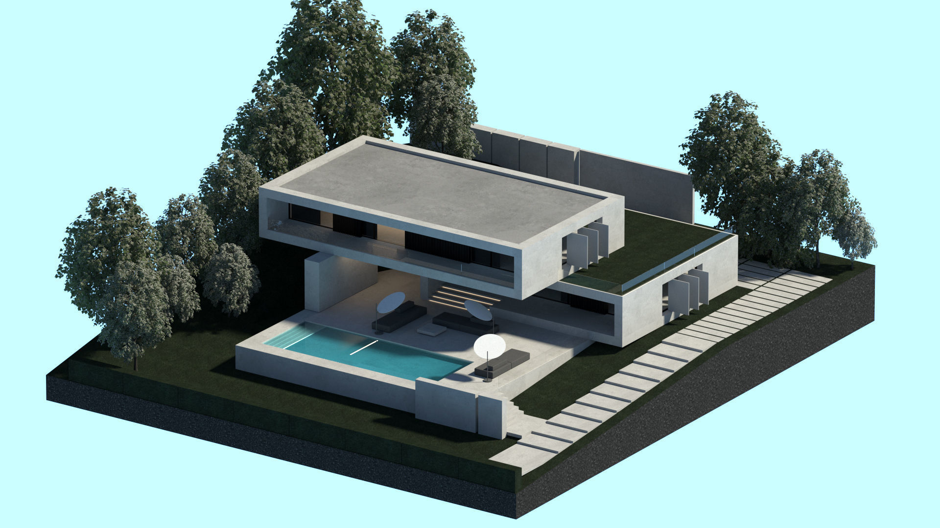 Modern Villa house 3d model 3D model_2