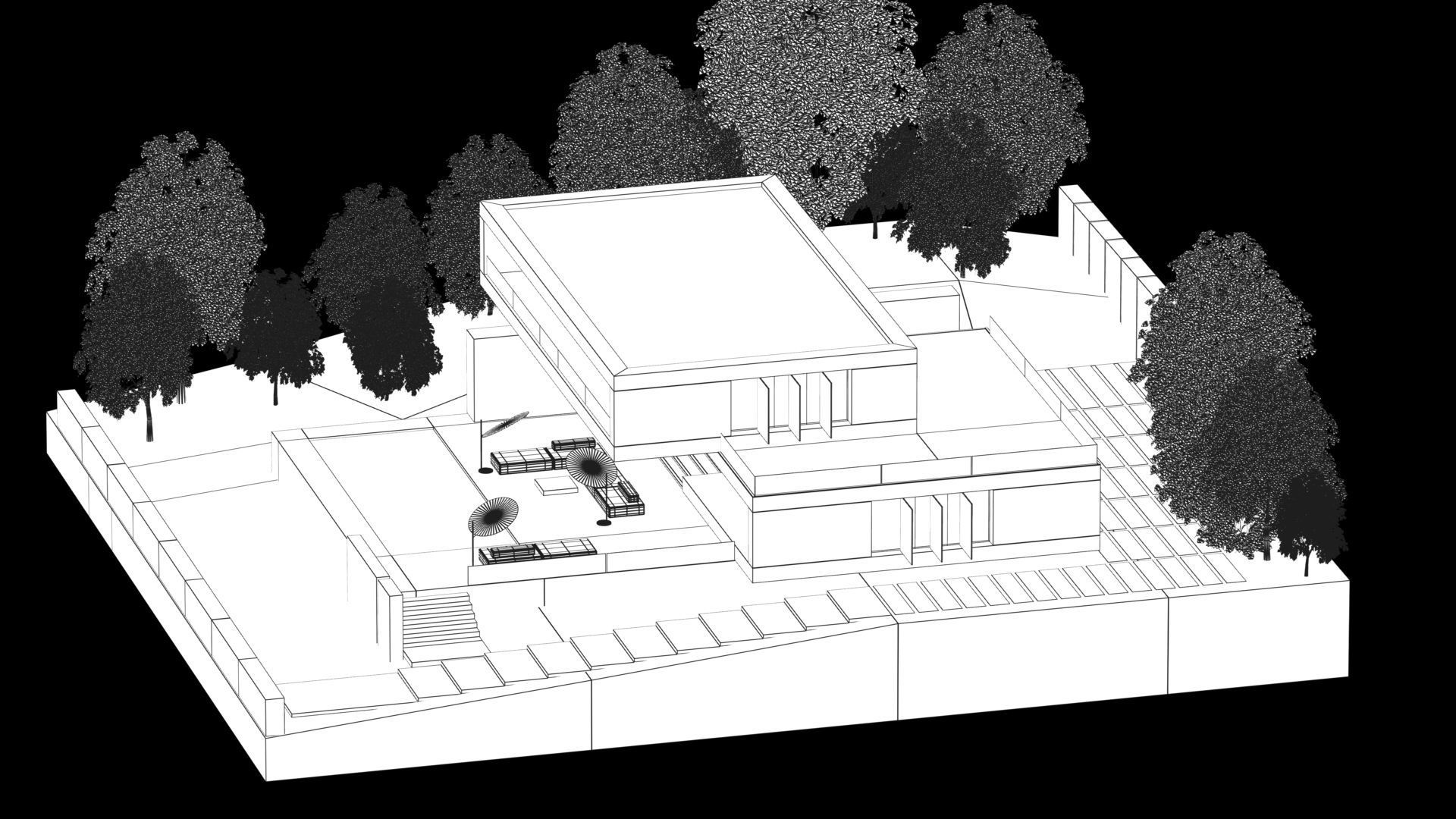 Modern Villa house 3d model 3D model_12