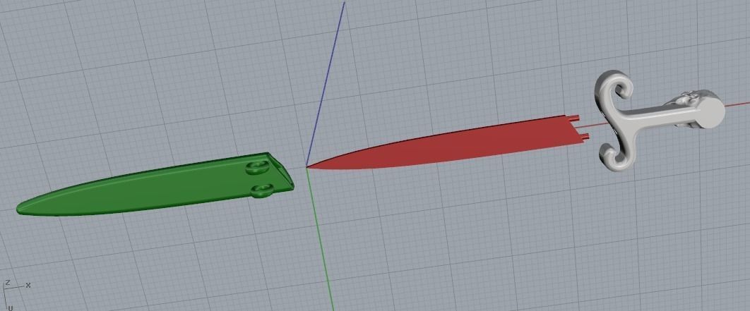 Pendant Skull sword N012276 3D print model_5