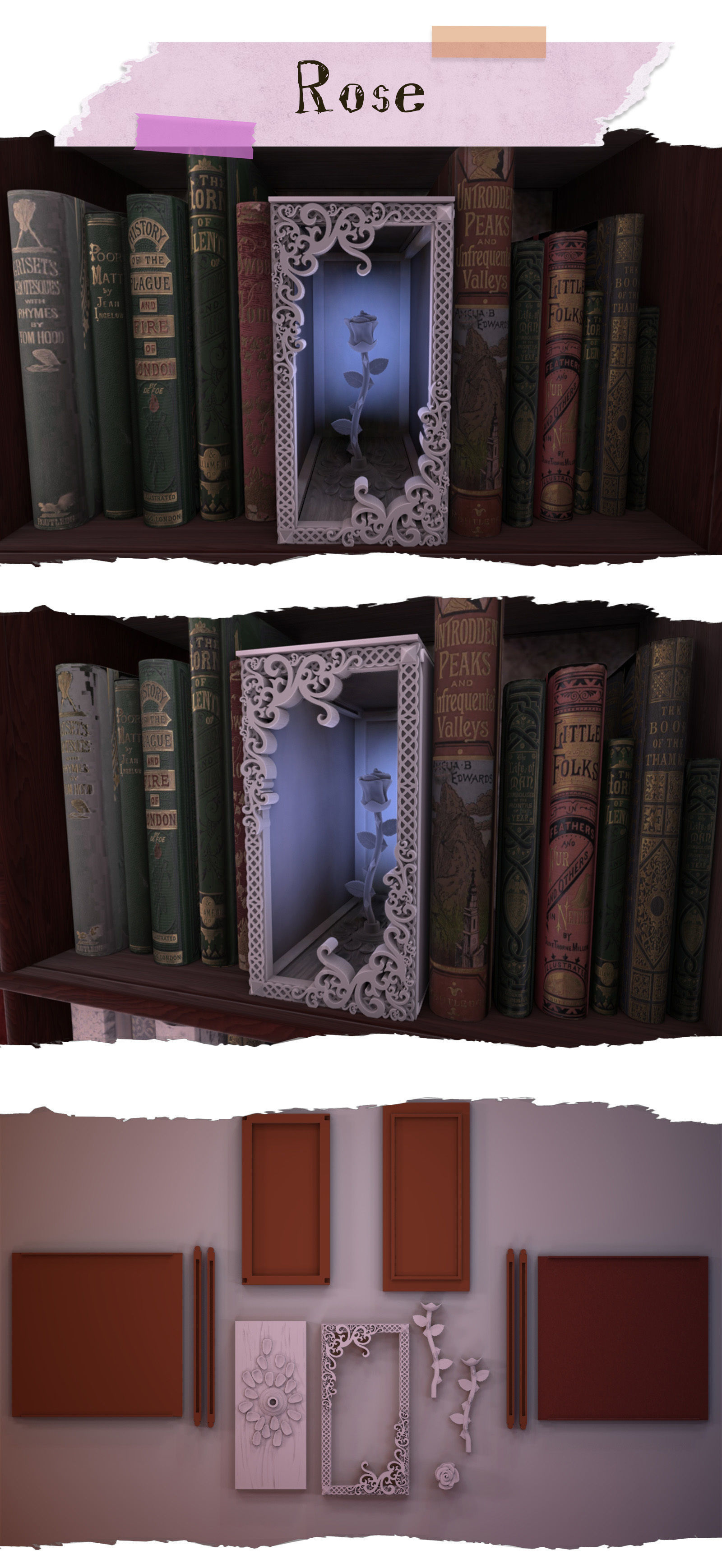 Rose Booknook 3D print model_1