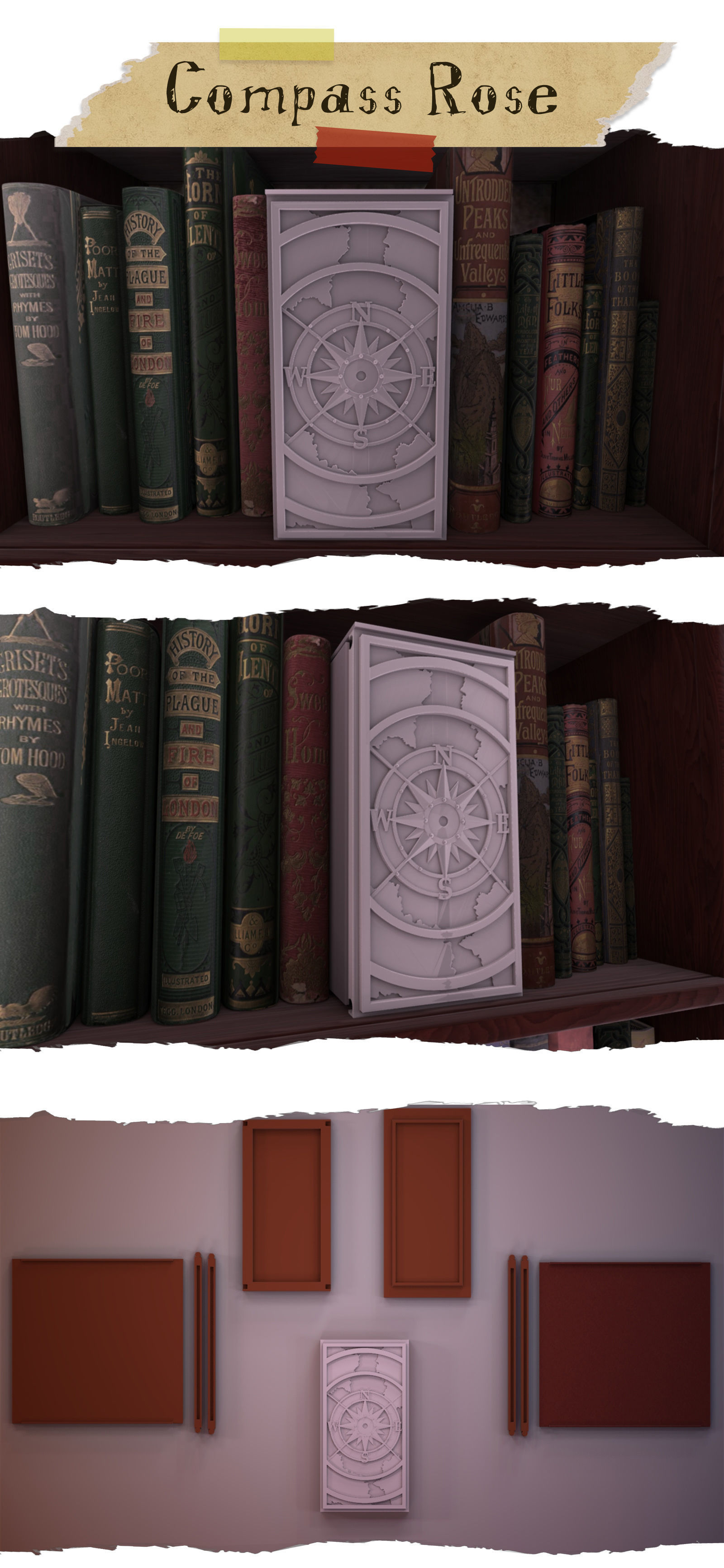 Compass Rose Booknook 3D print model_3