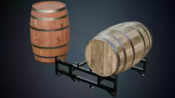 Wooden Barrel 1 Basic Low-poly 3D model