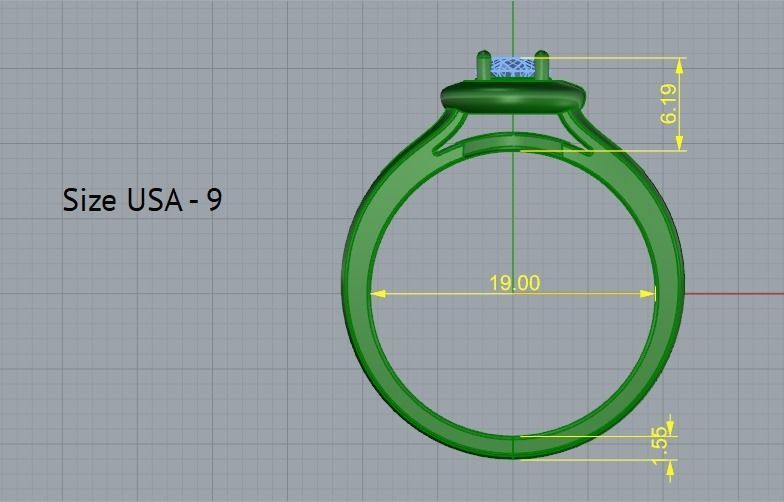 Soliter ring size 9 N012344 3D print model_6