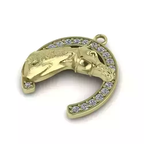Horseshoe pendant with a horse N012332