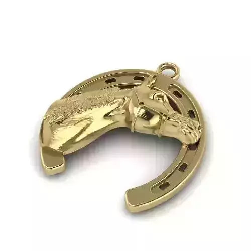 Horseshoe pendant with a horse N012331