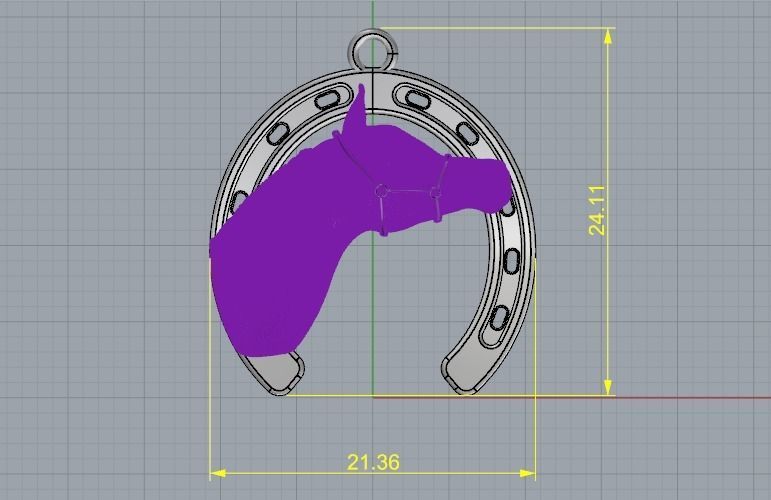 Horseshoe pendant with a horse N012331 3D print model_6