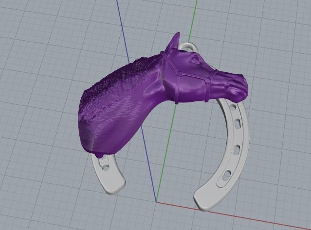 Horseshoe pendant with a horse N012331 3D print model_2