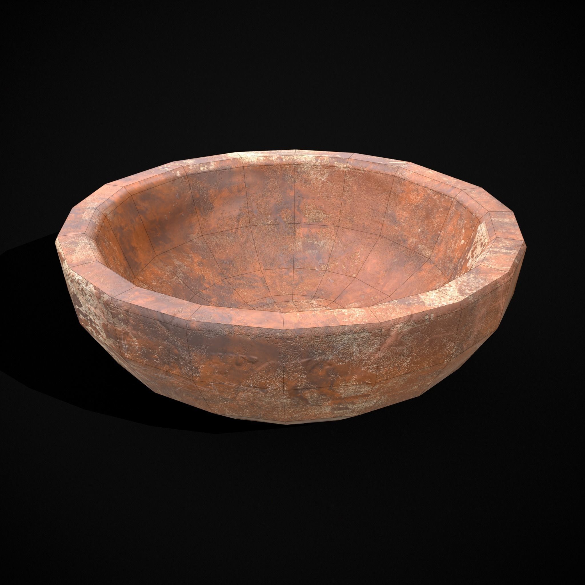 Stack of 5 Cracked Clay Bowls Low-poly 3D model_14