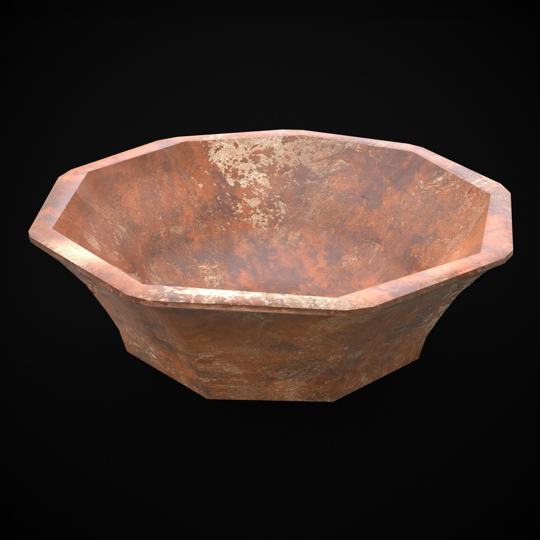 Stack of 5 Cracked Clay Bowls Low-poly 3D model_17