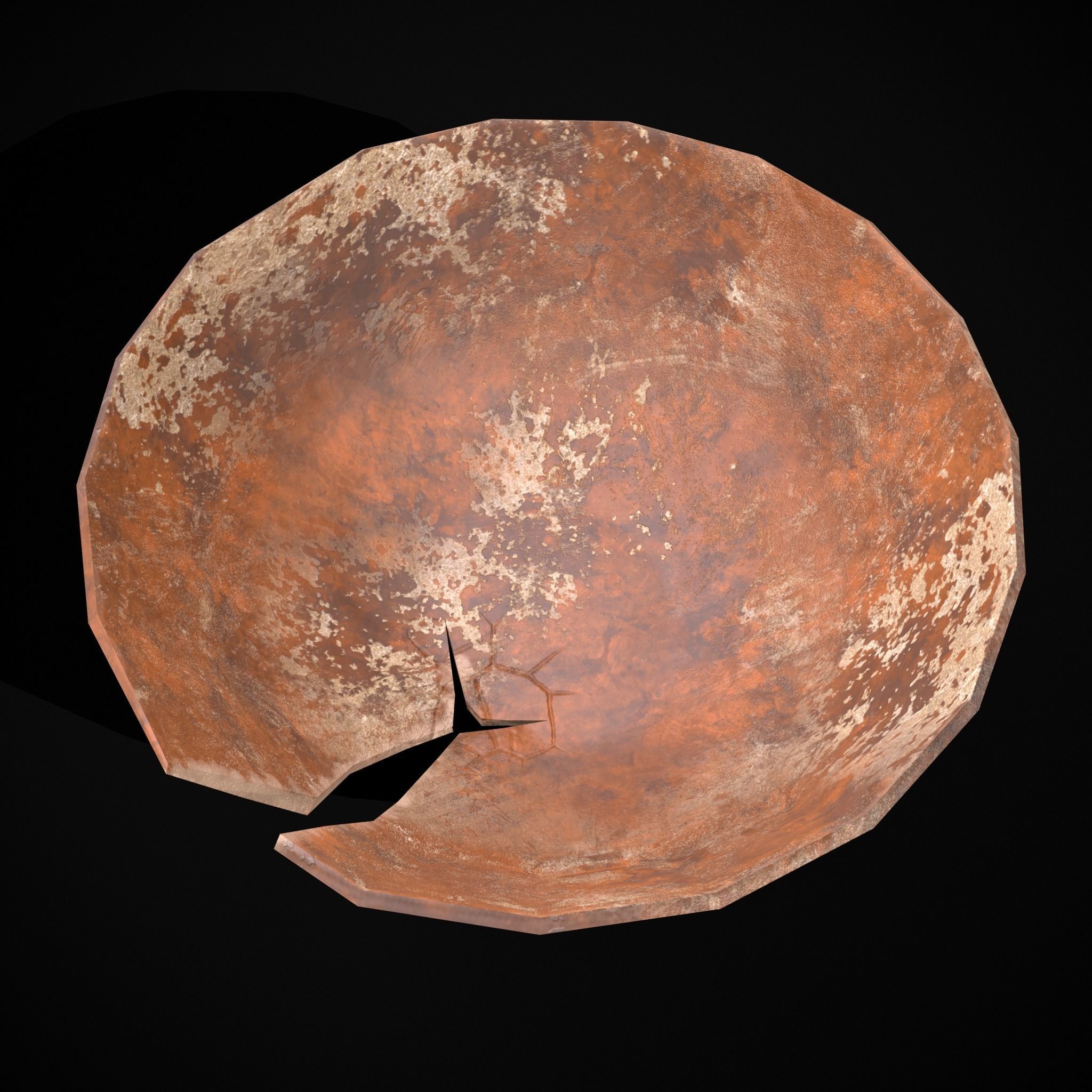 Stack of 5 Cracked Clay Bowls Low-poly 3D model_11