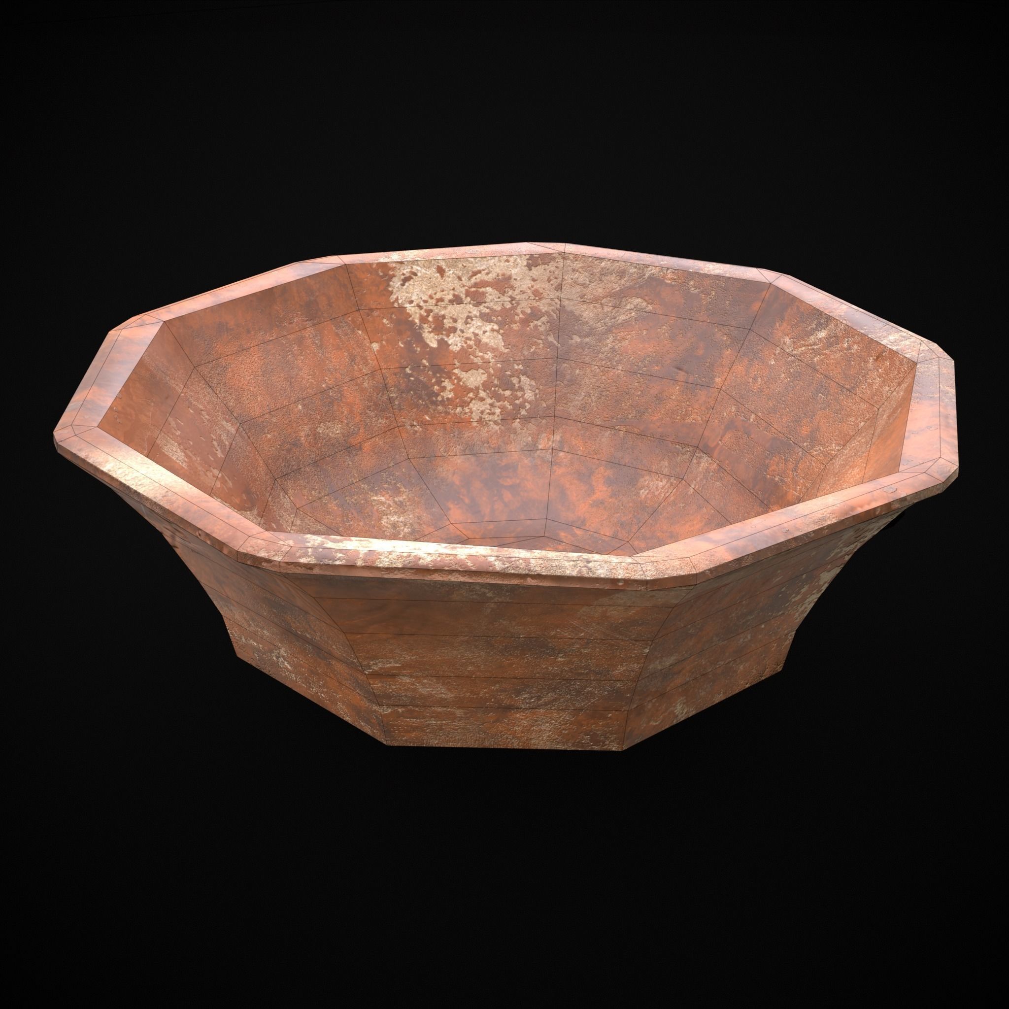 Stack of 5 Cracked Clay Bowls Low-poly 3D model_18