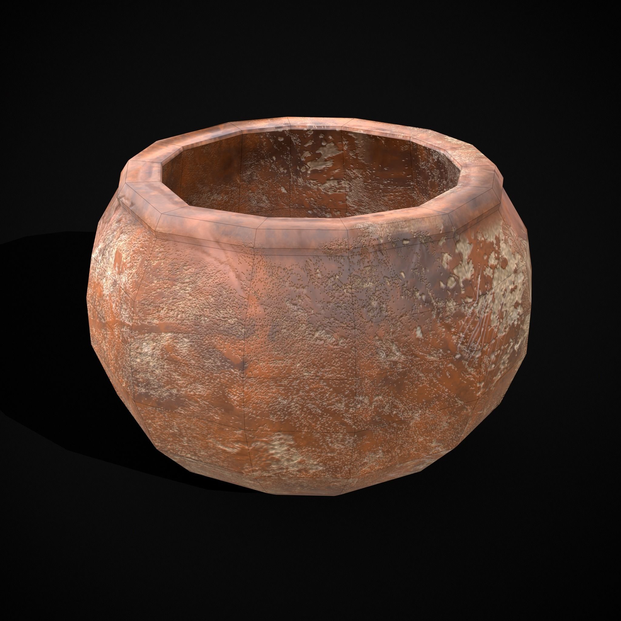 Stack of 5 Cracked Clay Bowls Low-poly 3D model_16