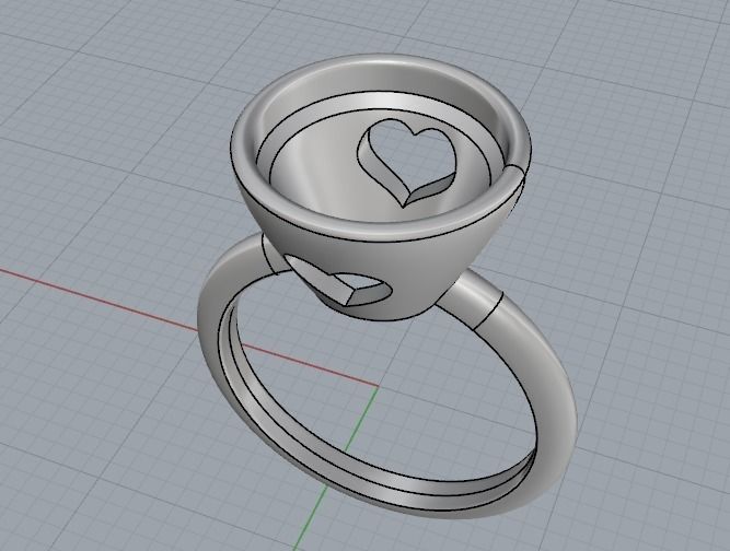 Ring with hearts N012417 3D print model_3