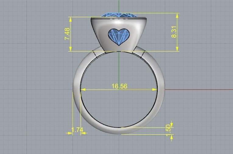 Ring with hearts N012417 3D print model_6