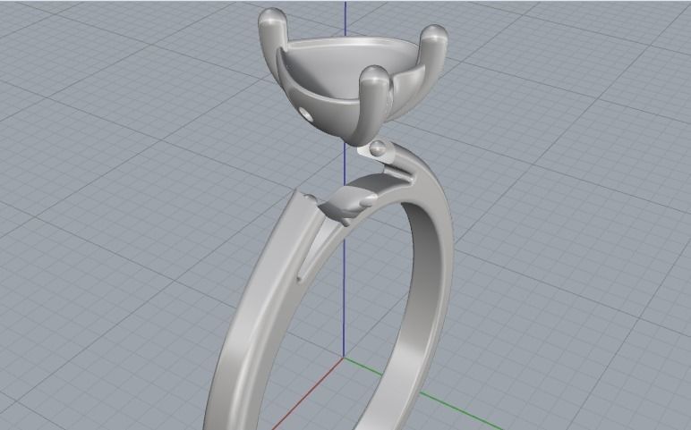 Ring with heart stone N012404 3D print model_3