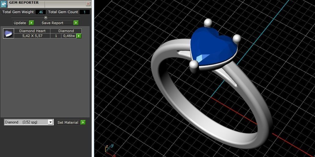 Ring with heart stone N012404 3D print model_8