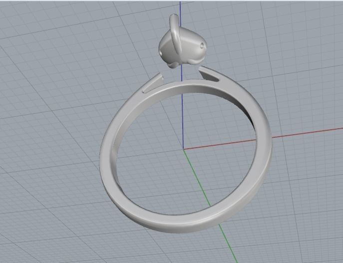 Ring with heart stone N012404 3D print model_4
