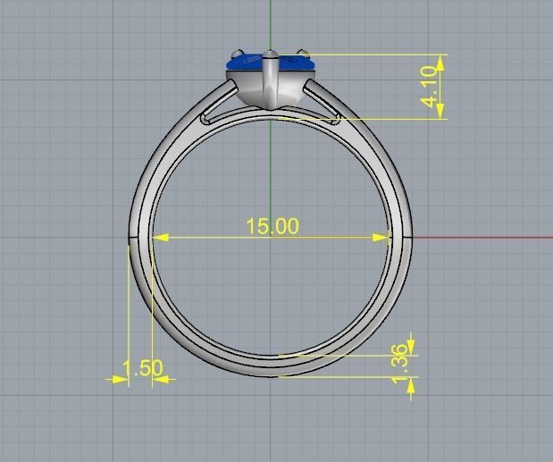 Ring with heart stone N012404 3D print model_5
