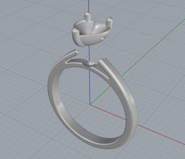 Ring with heart stone N012404 3D print model_2