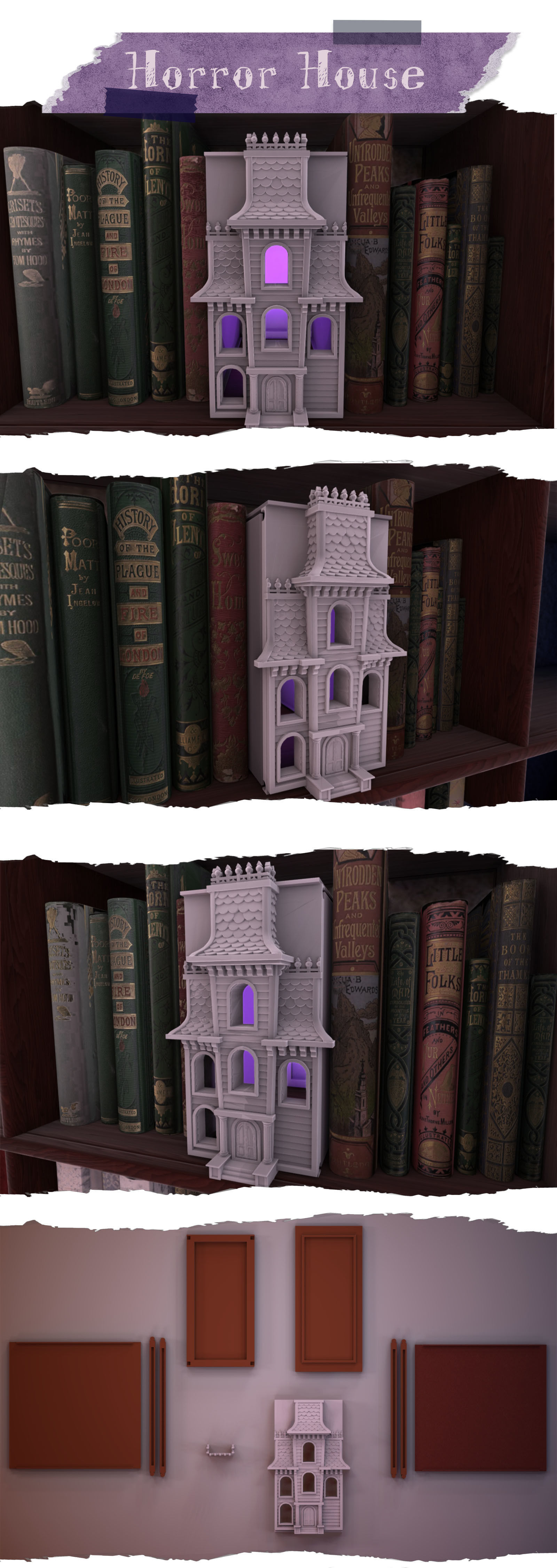 Horror House Booknook 3D print model_1