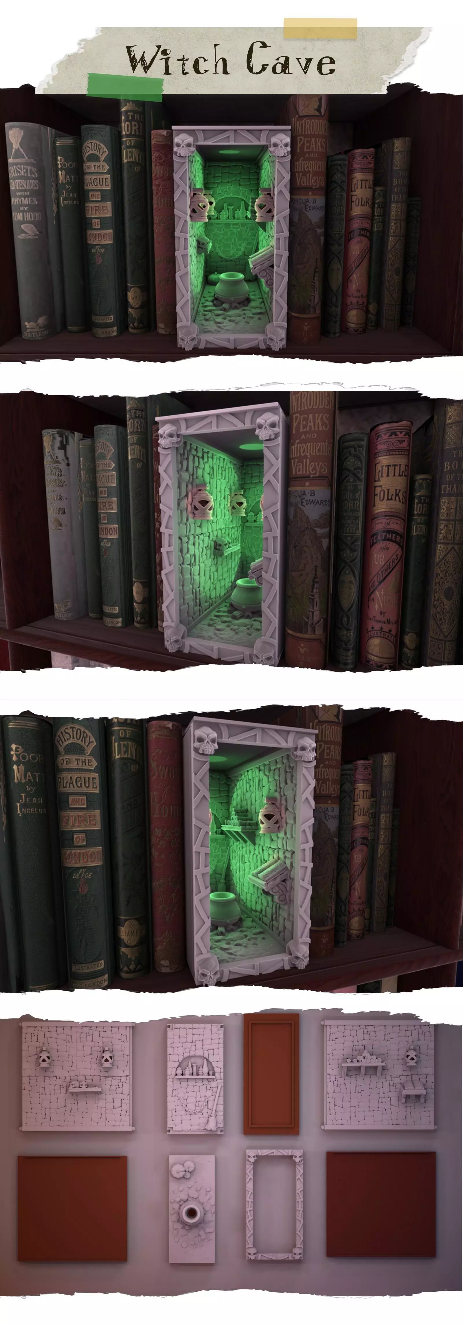 Witch Cave Booknook 3D print model_0