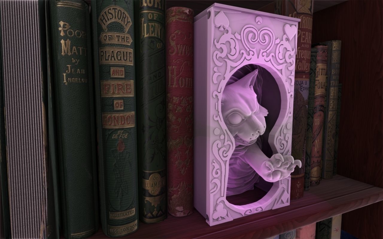 Cheshire cat Booknook  3D print model_3