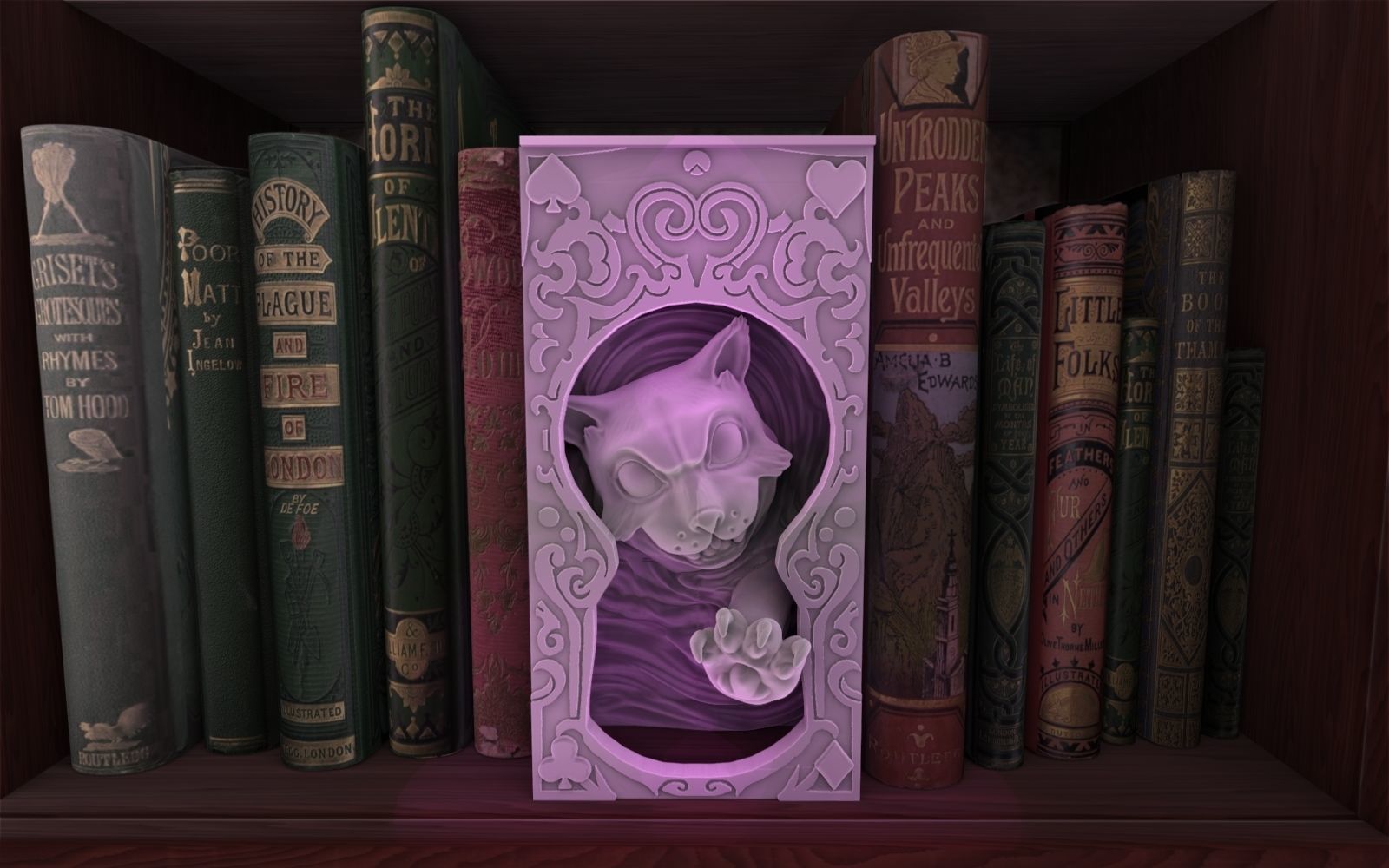 Cheshire cat Booknook  3D print model_2