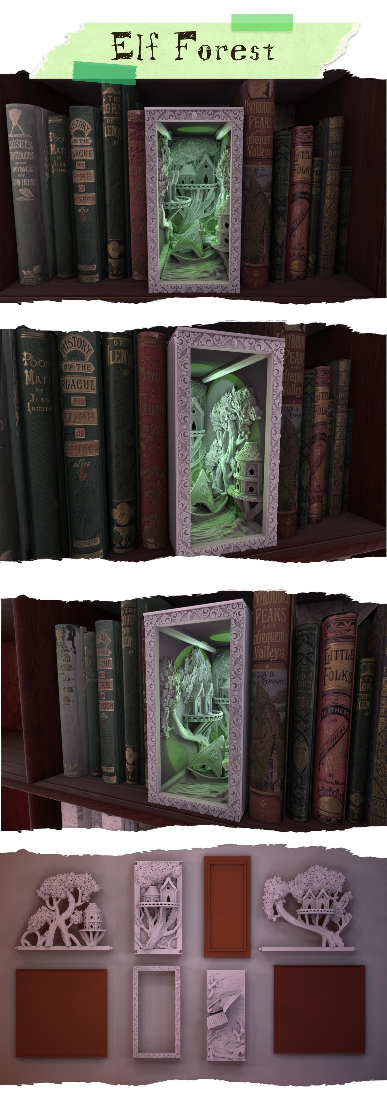 Elf Forest Booknook 3D print model_4