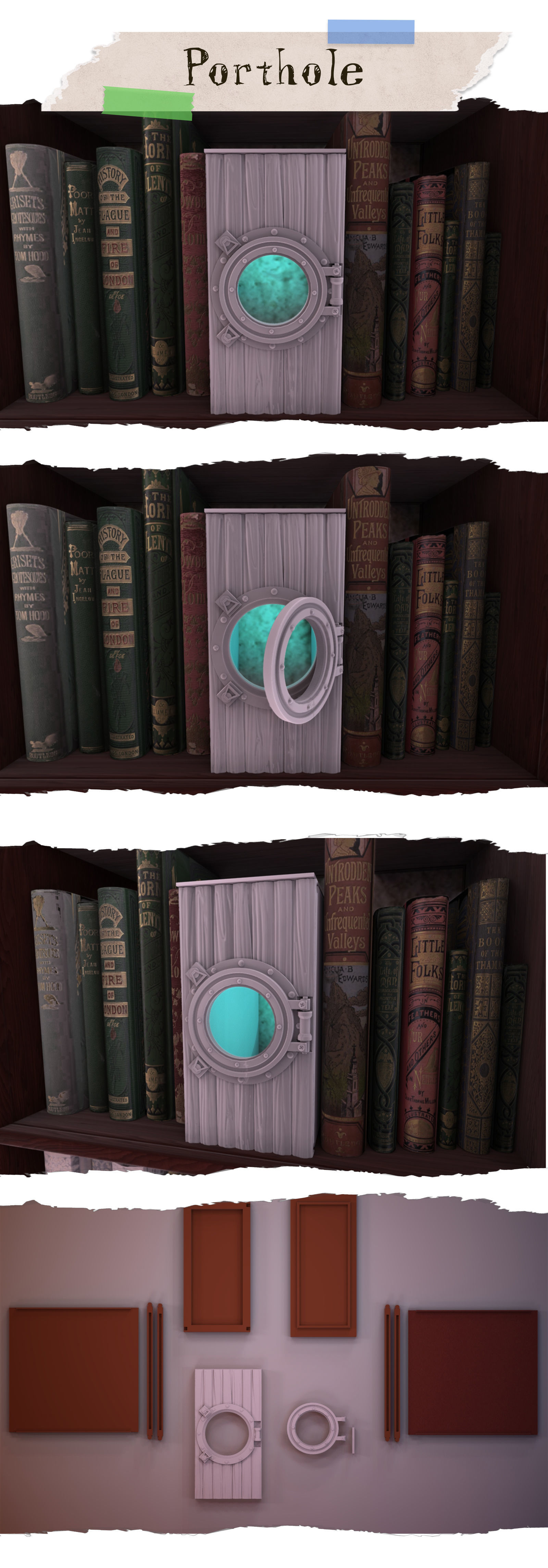 Porthole Booknook 3D print model_4