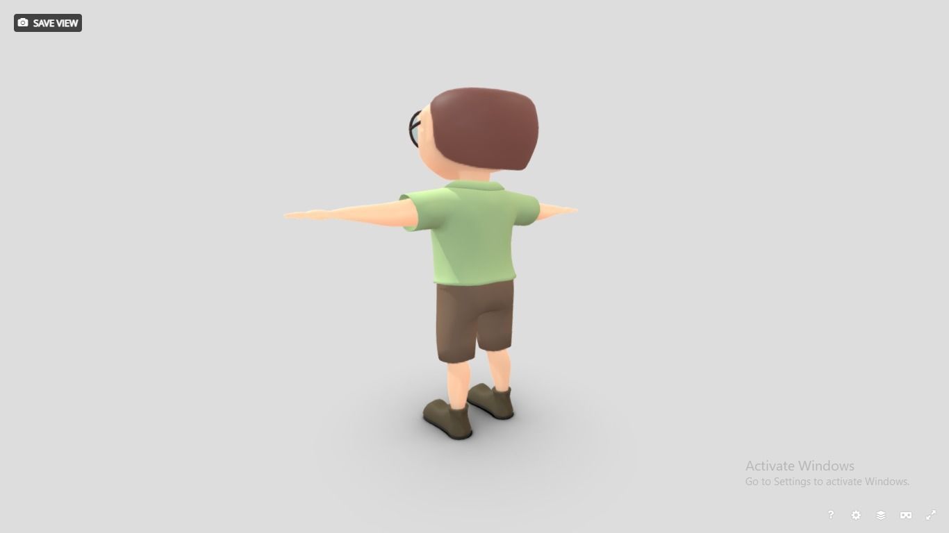 3d old Man with glasses character Grandfather Low-poly 3D model 3D model_2