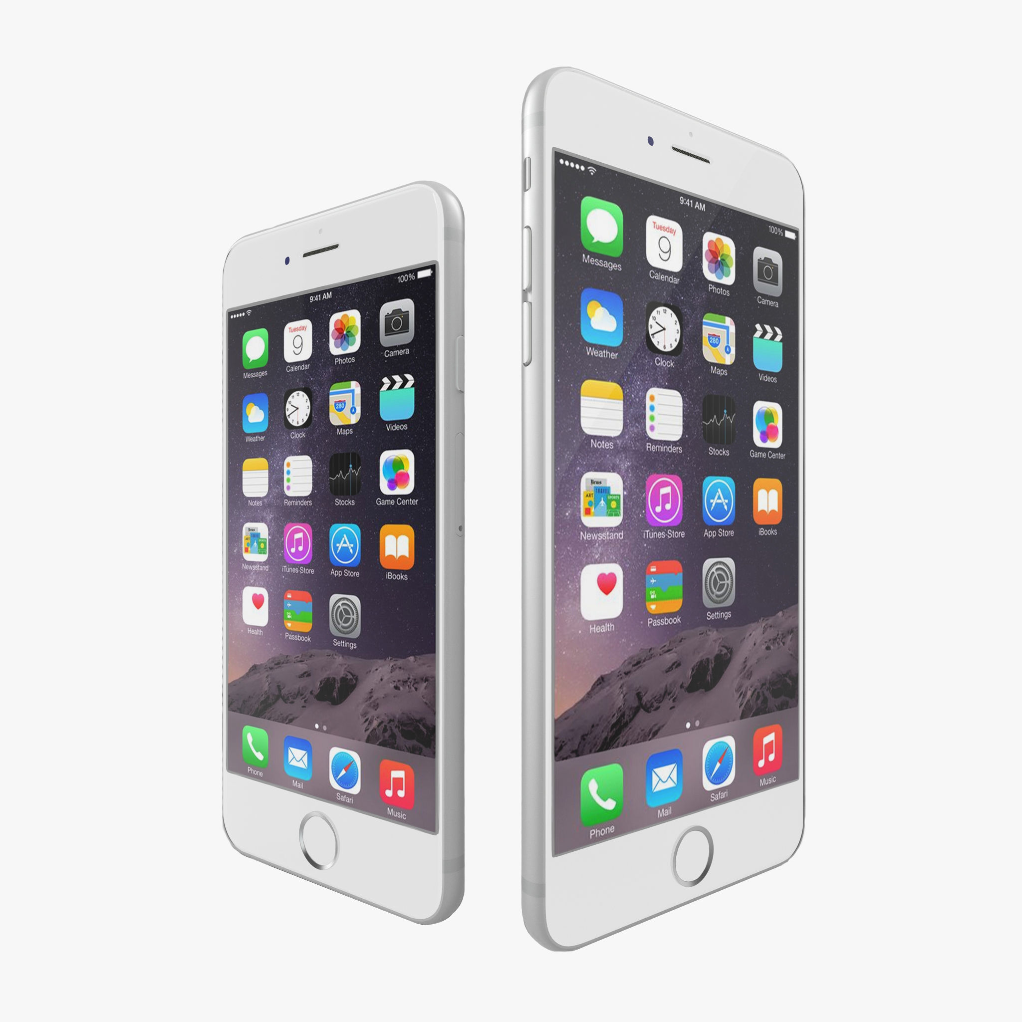Apple iPhone 6 iPhone 6 Plus Silver Low-poly 3D model_1