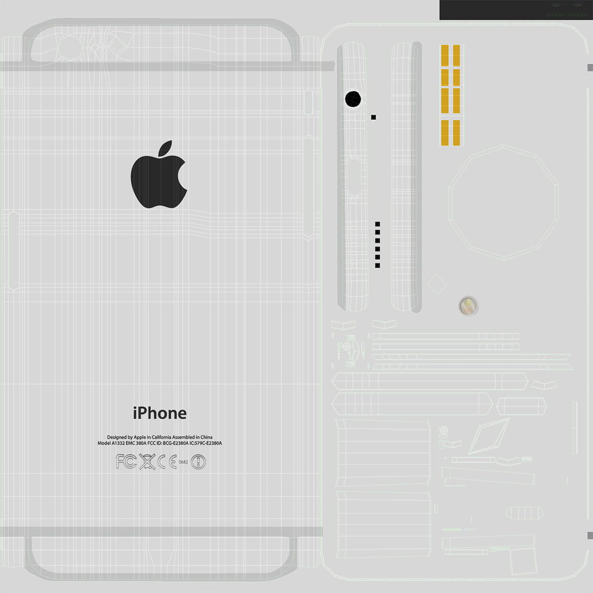 Apple iPhone 6 iPhone 6 Plus Silver Low-poly 3D model_32