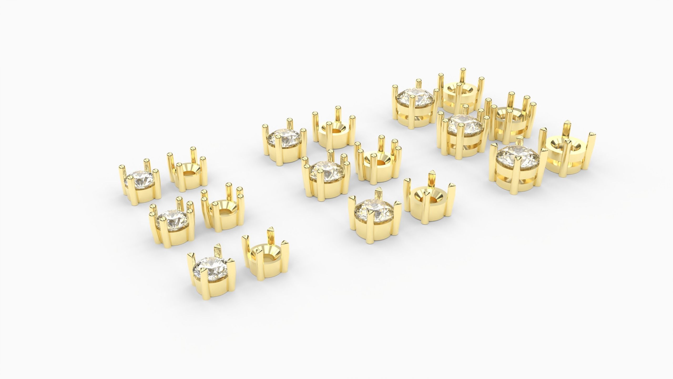 Stone Settings Collection Ready-made  Chatons round 3D print model_5