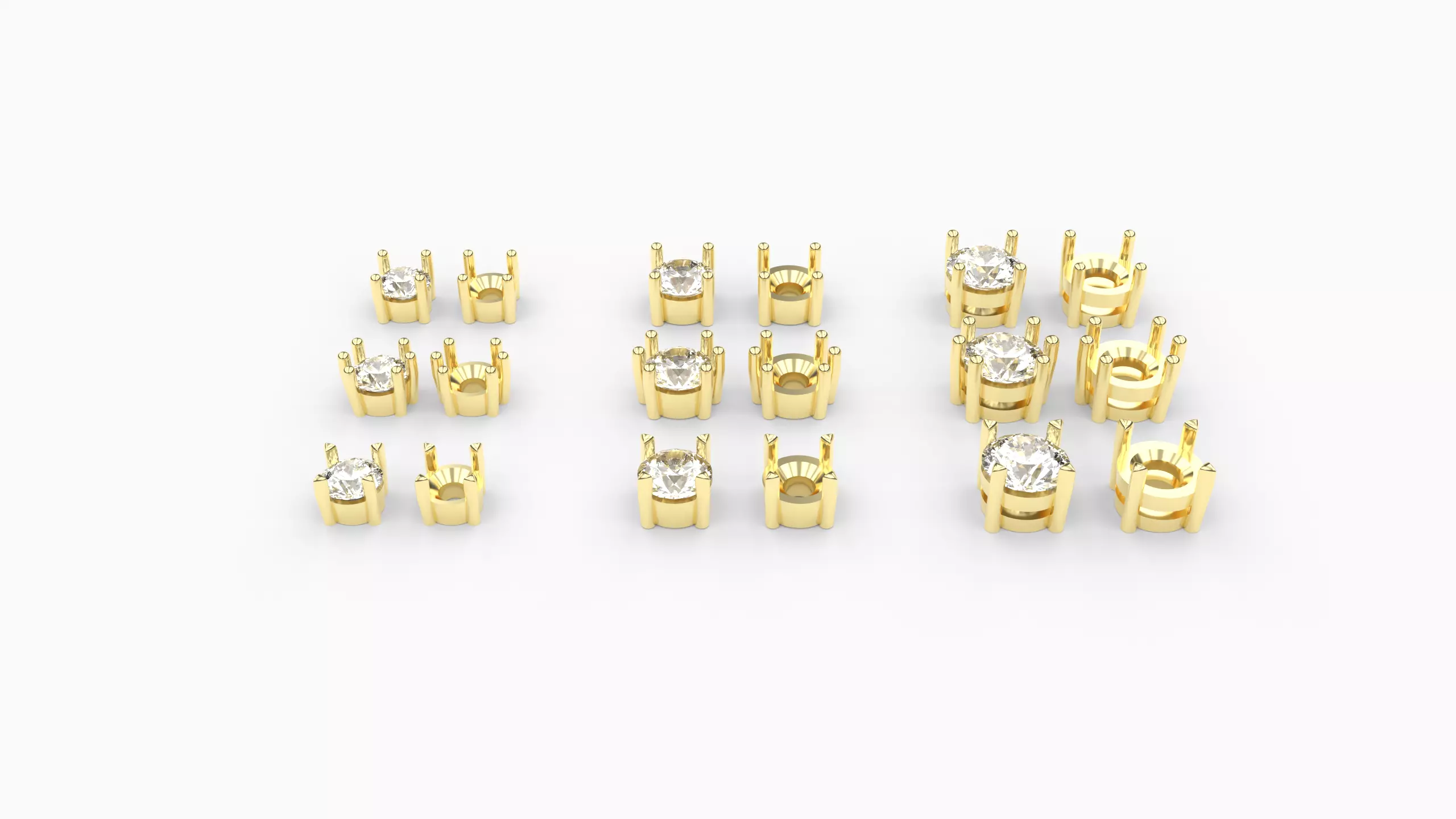 Stone Settings Collection Ready-made  Chatons round 3D print model_0