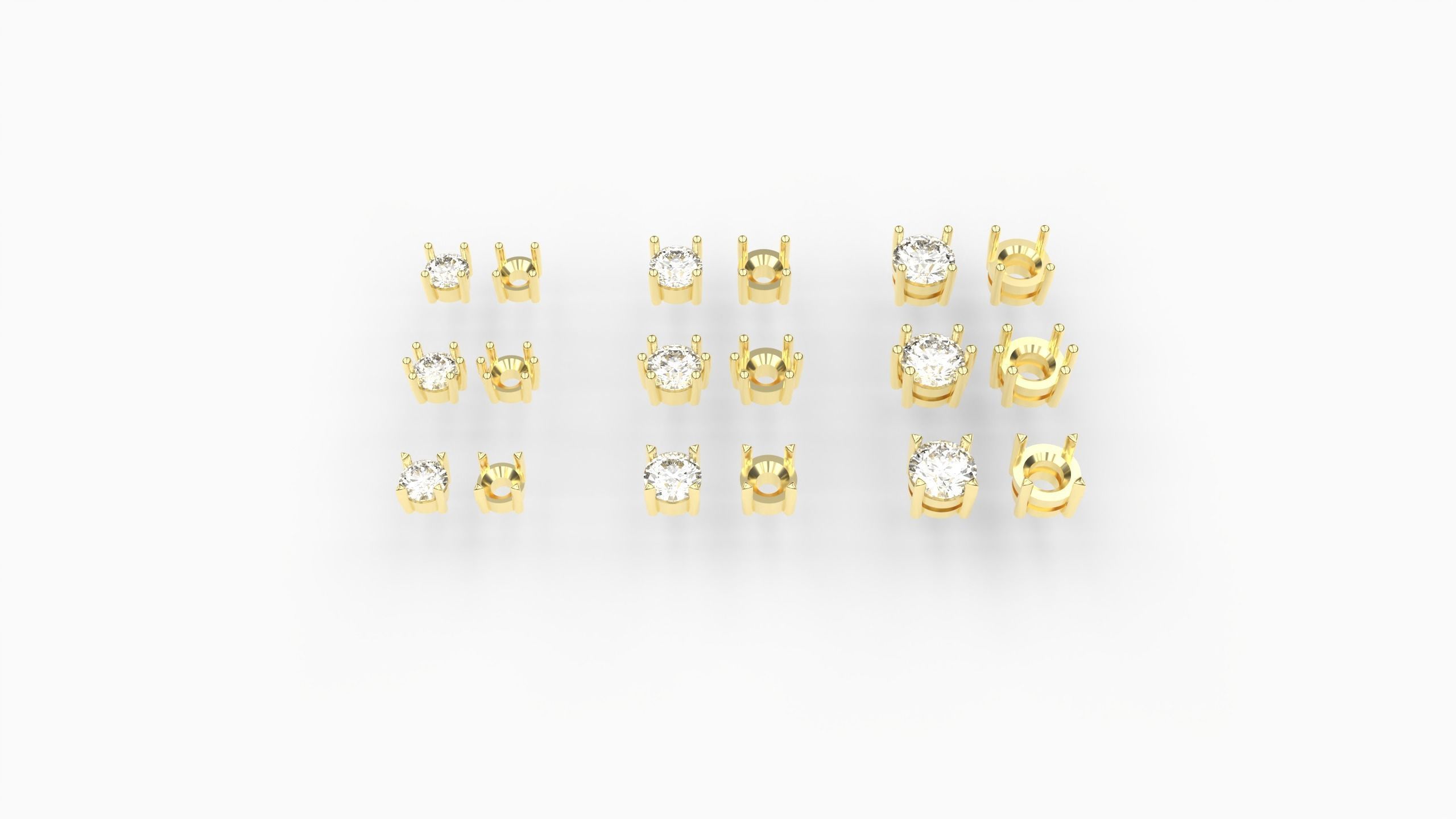 Stone Settings Collection Ready-made  Chatons round 3D print model_3