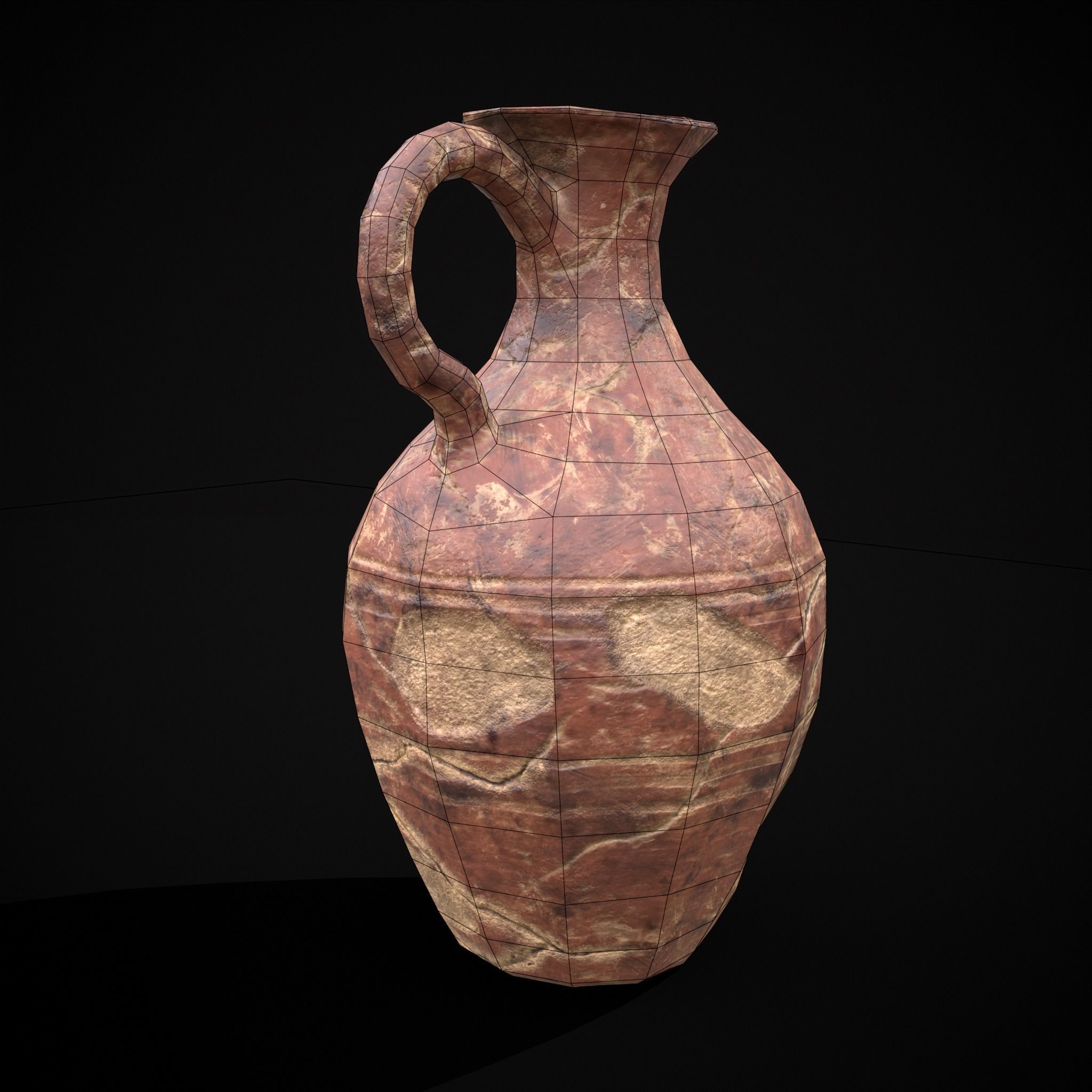 Broken Clay Vase Low-poly 3D model_6