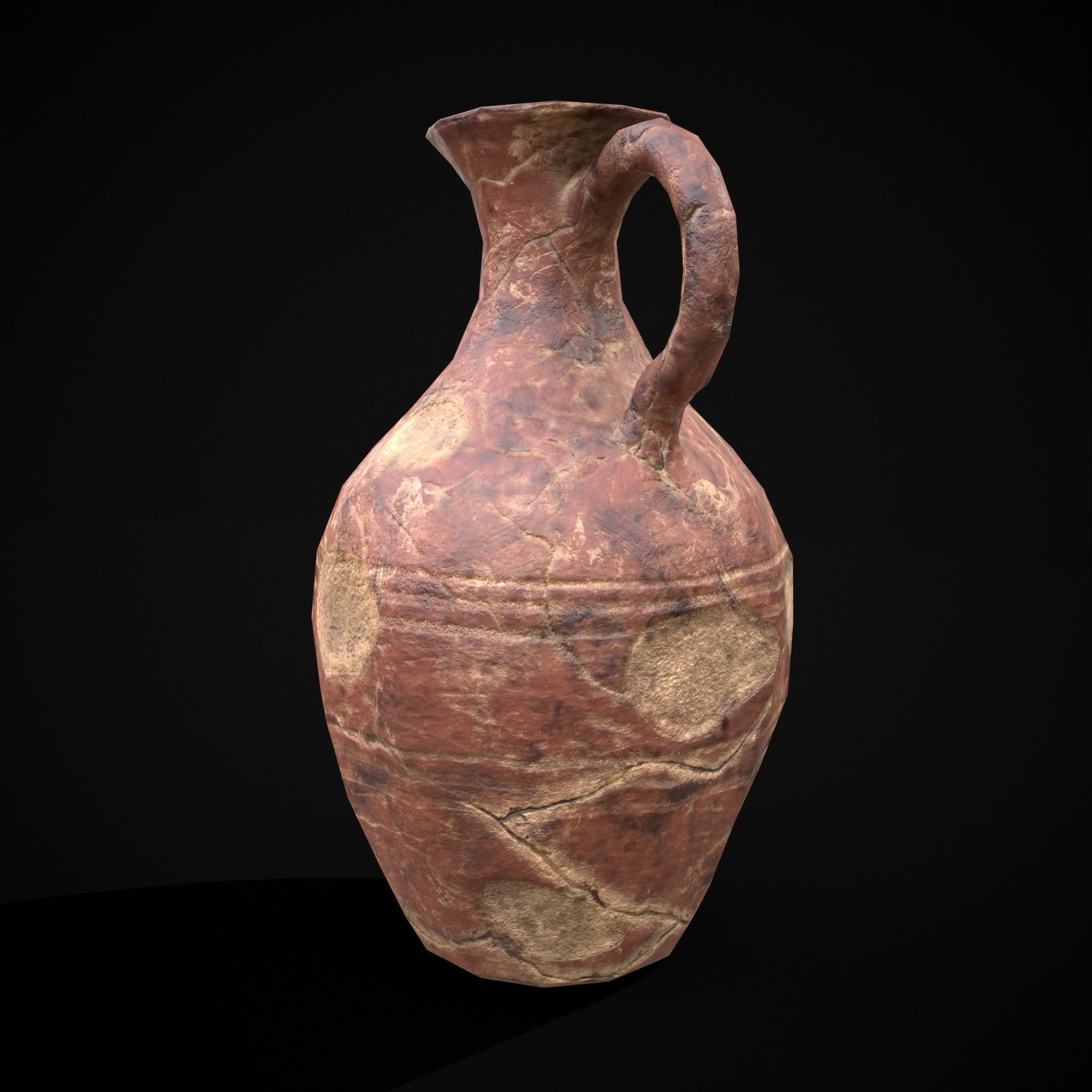 Broken Clay Vase Low-poly 3D model_3