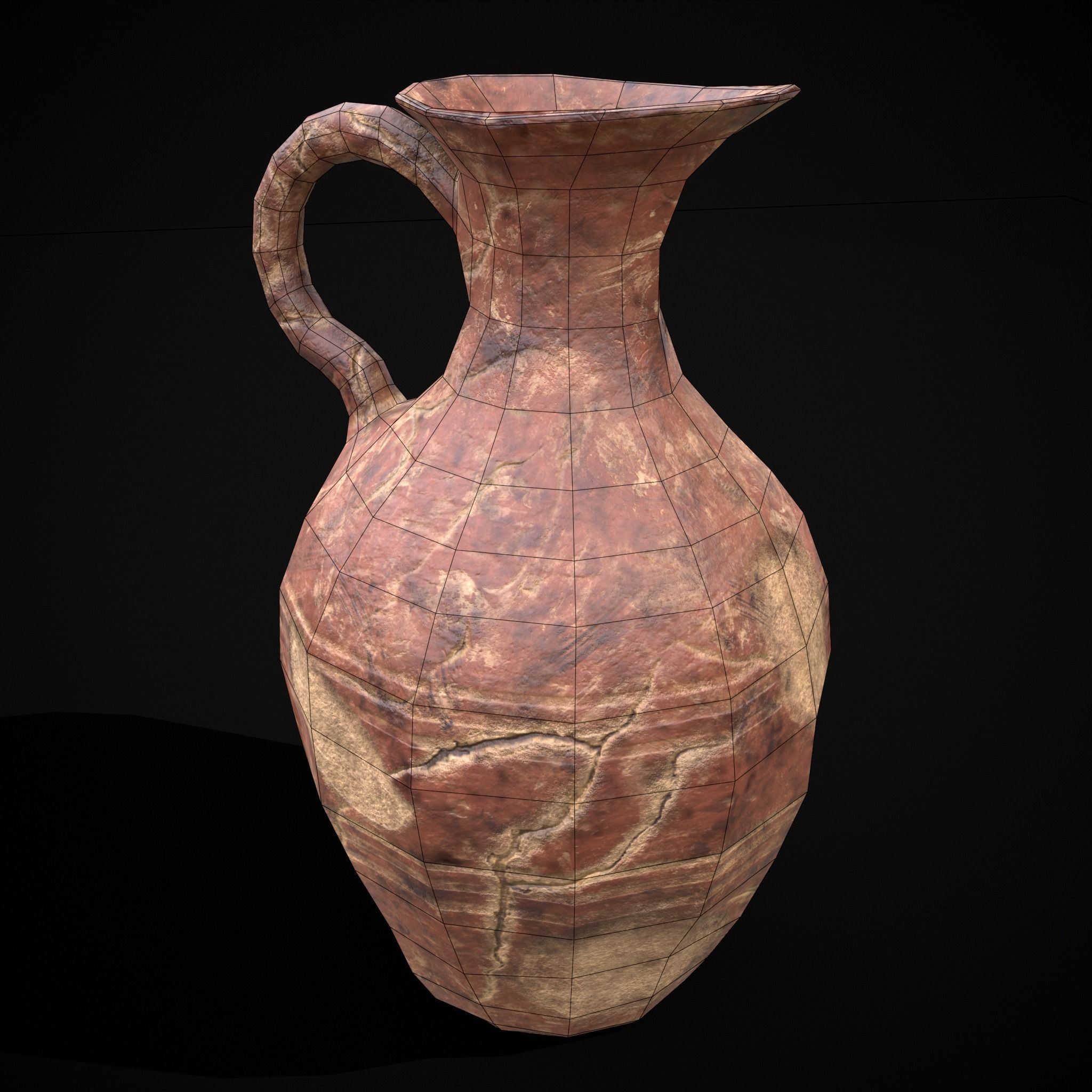 Broken Clay Vase Low-poly 3D model_16