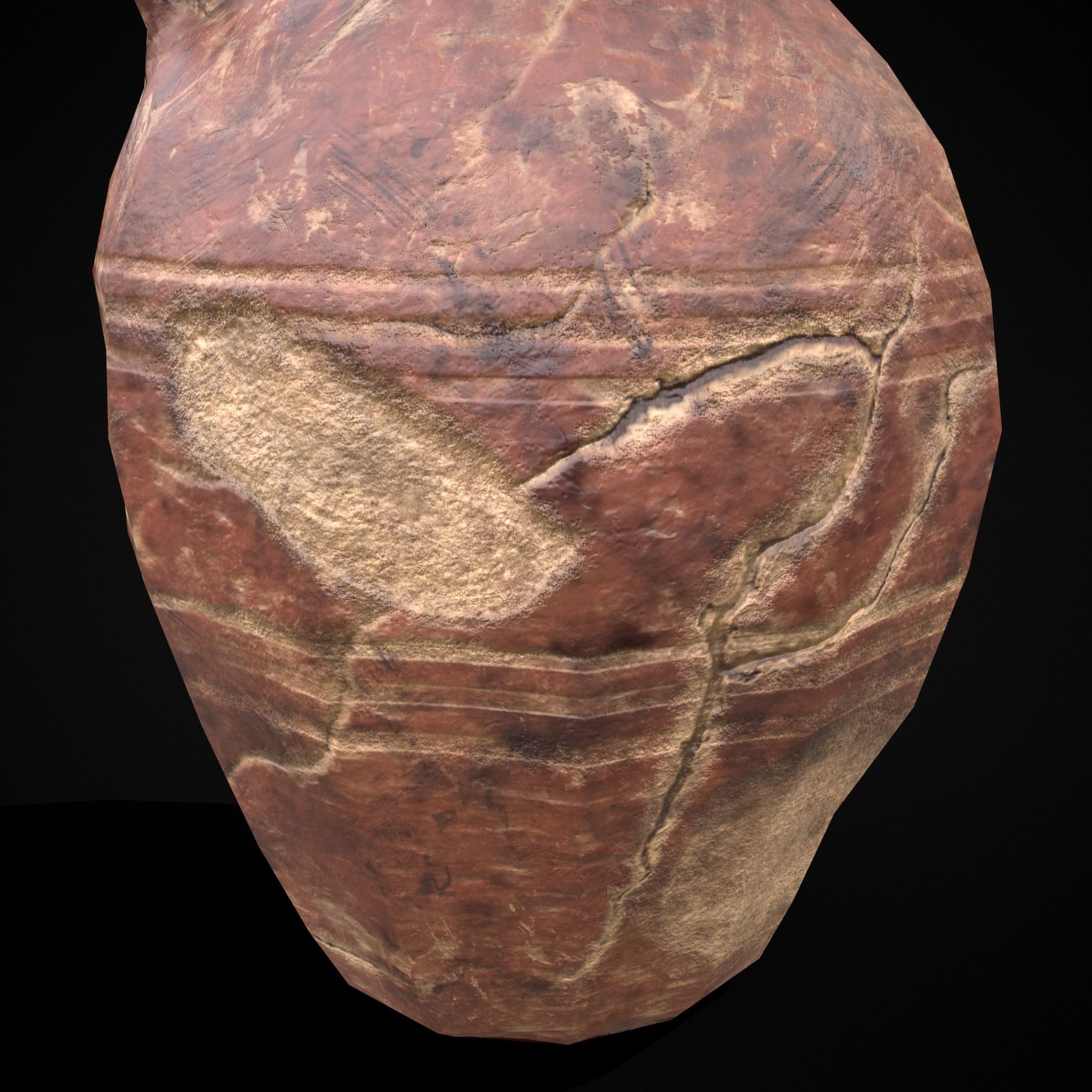 Broken Clay Vase Low-poly 3D model_11