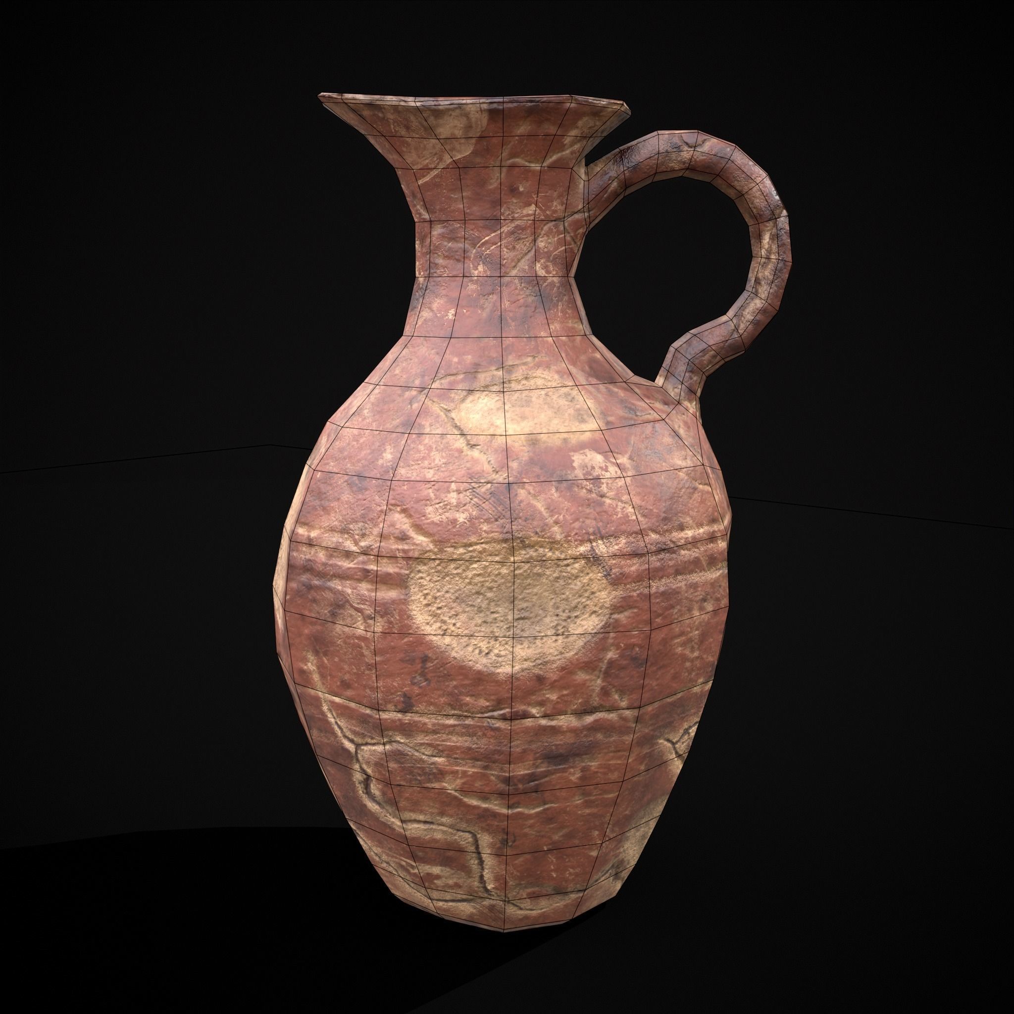 Broken Clay Vase Low-poly 3D model_2