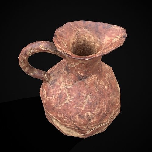 Broken Clay Vase Low-poly 3D model 7