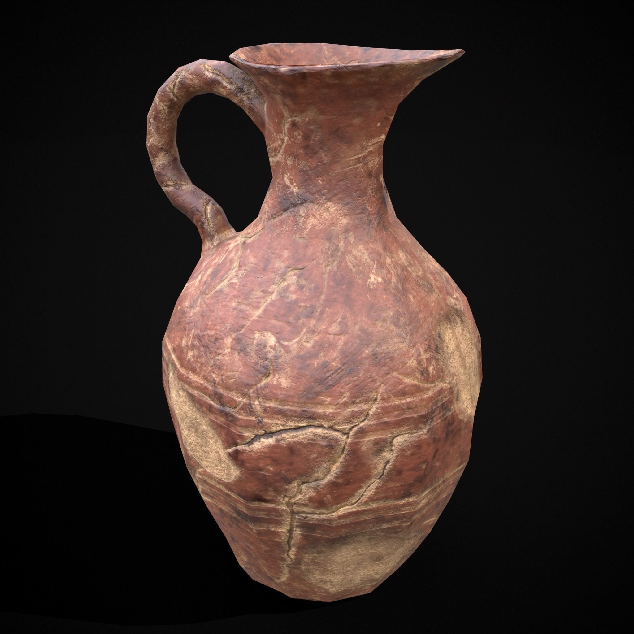 Broken Clay Vase Low-poly 3D model_15